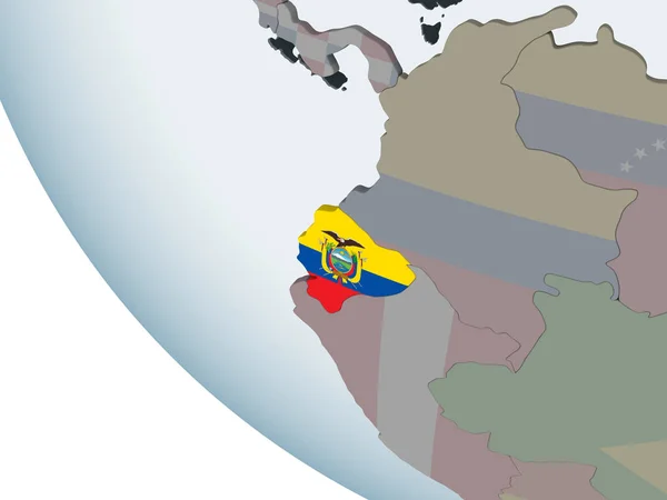 Ecuador Globo Político Con Bandera Incrustada Ilustración — Foto de Stock