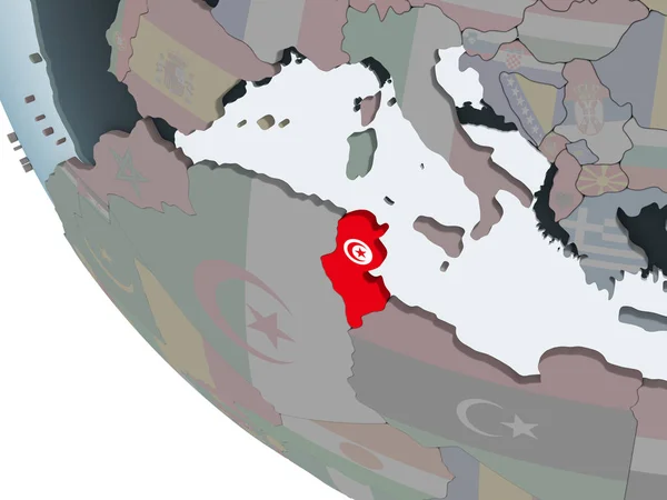 Tunisia Political Globe Embedded Flag Illustration — Stock Photo, Image