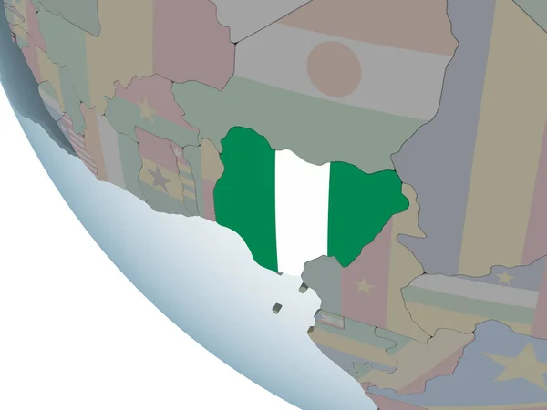 Nigeria Political Globe Embedded Flag Illustration — Stock Photo, Image