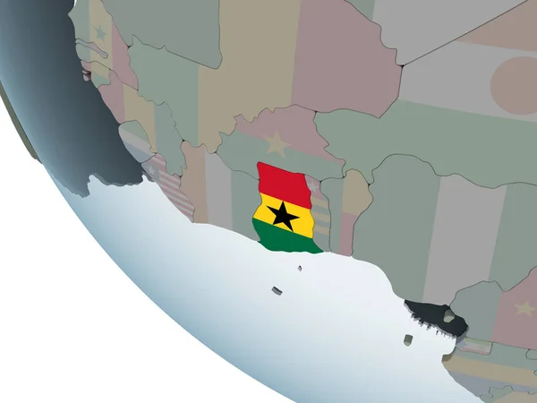 Ghana Auf Politischem Globus Mit Eingebetteter Flagge Illustration — Stockfoto