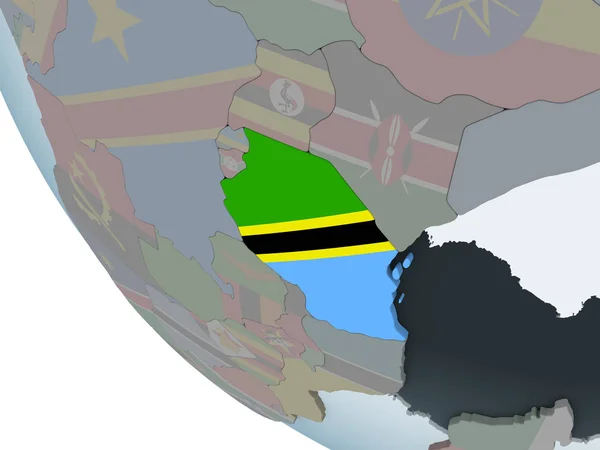 Tanzania Political Globe Embedded Flag Illustration — Stock Photo, Image