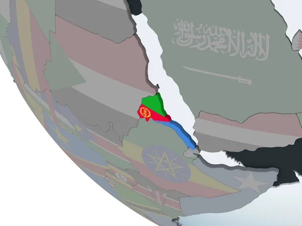 Eritrea Auf Politischem Globus Mit Eingebetteter Flagge Illustration — Stockfoto