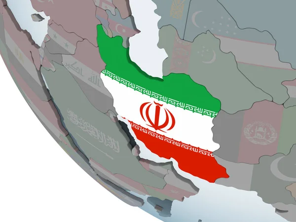 Иран Политическом Глобусе Встроенным Флагом Иллюстрация — стоковое фото