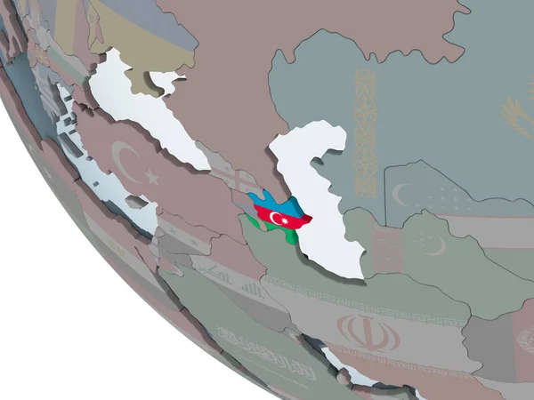 Azerbaïdjan Sur Globe Politique Avec Drapeau Intégré Illustration — Photo