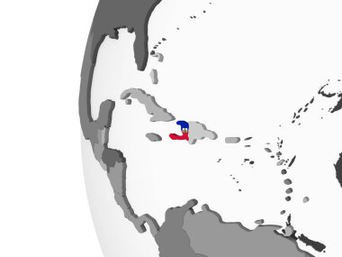 Haiti katıştırılmış bayrak ile gri siyasi dünya üzerinde. 3D çizim.