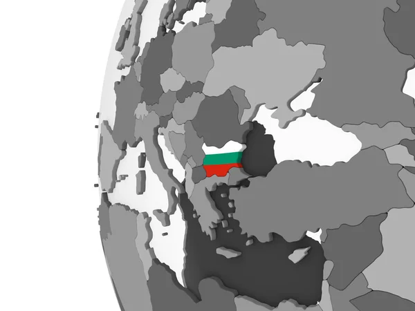Bulharsko Šedé Politické Globe Vloženými Vlajky Obrázek — Stock fotografie