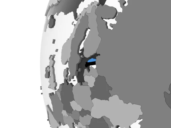 Estónia Globo Político Cinzento Com Bandeira Embutida Ilustração — Fotografia de Stock