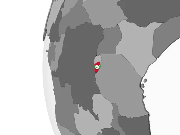 布隆迪在灰色政治全球与嵌入的旗子 — 图库照片