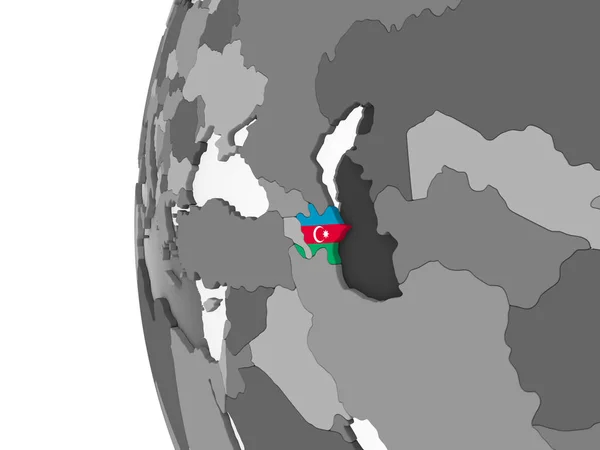 Azerbejdżan Szary Globus Polityczny Flagą Osadzonych Ilustracja — Zdjęcie stockowe