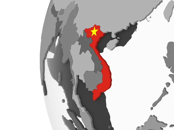 Vietnam Gray Political Globe Embedded Flag Illustration — Stock Photo, Image
