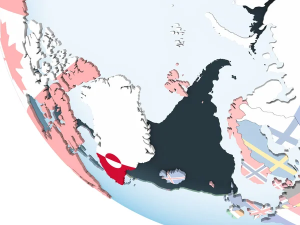 Grönland Ljusa Politiska Jordglob Med Inbäddade Flagga Illustration — Stockfoto