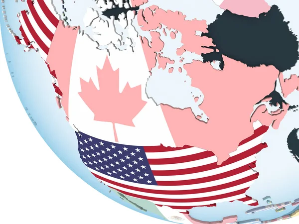 Usa Auf Hellem Politischen Globus Mit Eingebetteter Flagge Illustration — Stockfoto