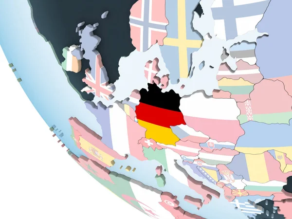 Germany Bright Political Globe Embedded Flag Illustration — Stock Photo, Image