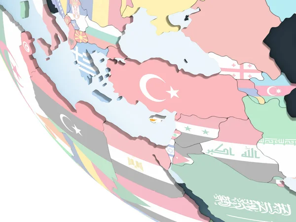 Cipro Sul Luminoso Globo Politico Con Bandiera Incorporata Illustrazione — Foto Stock