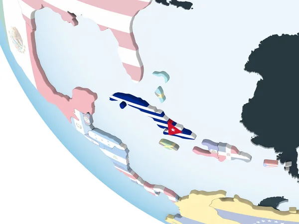 Kuba Jasné Politické Globe Vloženými Vlajky Obrázek — Stock fotografie