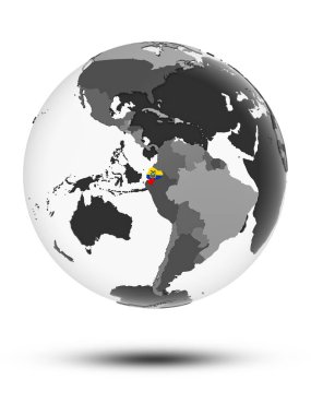 Ekvator ile bayrak beyaz arka plan üzerinde izole gölge ile dünya üzerinde. 3D çizim.