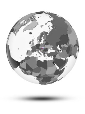 Slovakya bayrağı ile gölge beyaz arka plan üzerinde izole küre ile. 3D çizim.