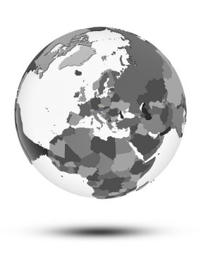 Slovenya ile bayrak beyaz arka plan üzerinde izole gölge ile dünya üzerinde. 3D çizim.