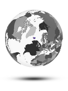 İzlanda bayrağı ile gölge beyaz arka plan üzerinde izole küre ile. 3D çizim.