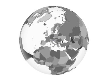 Slovenya katıştırılmış bayrak ile gri siyasi dünya üzerinde. 3d illüstrasyon izole beyaz arka plan üzerinde.