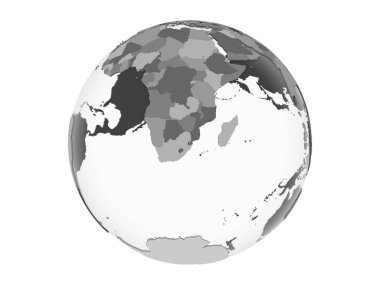 Svaziland katıştırılmış bayrak ile gri siyasi dünya üzerinde. 3d illüstrasyon izole beyaz arka plan üzerinde.