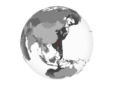 Tayvan katıştırılmış bayrak ile gri siyasi dünya üzerinde. 3d illüstrasyon izole beyaz arka plan üzerinde.