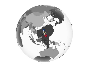 Filipinler katıştırılmış bayrak ile gri siyasi dünya üzerinde. 3d illüstrasyon izole beyaz arka plan üzerinde.