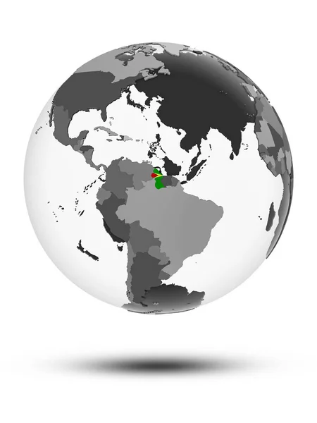 Guyana Flag Globe Shadow Isolated White Background Illustration — Stock Photo, Image