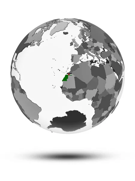 Західній Сахарі Прапором Всьому Світу Тінню Ізольовані Білому Тлі Ілюстрація — стокове фото