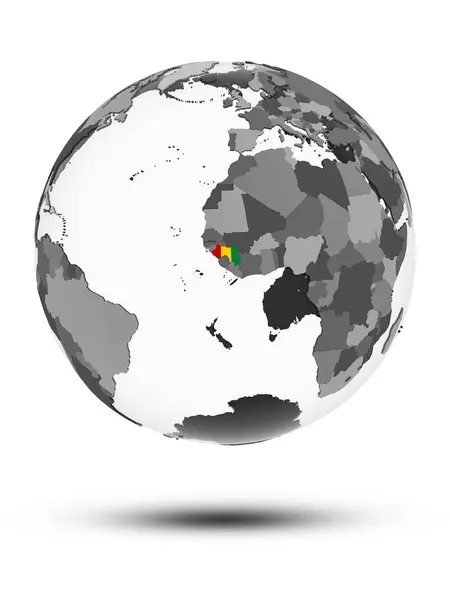 Guinea Flag Globe Shadow Isolated White Background Illustration — Stock Photo, Image