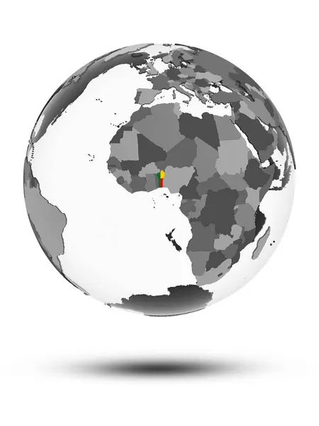 Benin Flag Globe Shadow Isolated White Background Illustration — Stock Photo, Image