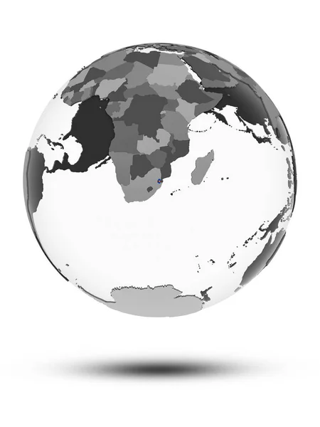 Свазиленд Флагом Земном Шаре Тенью Изолированы Белом Фоне Иллюстрация — стоковое фото