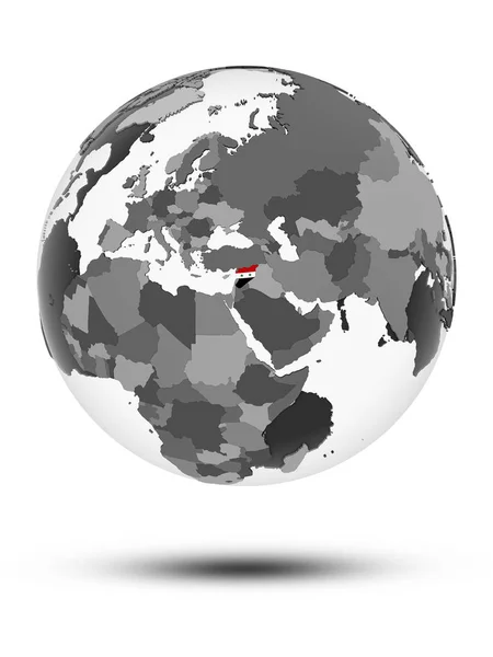 Syria Flag Globe Shadow Isolated White Background Illustration — Stock Photo, Image