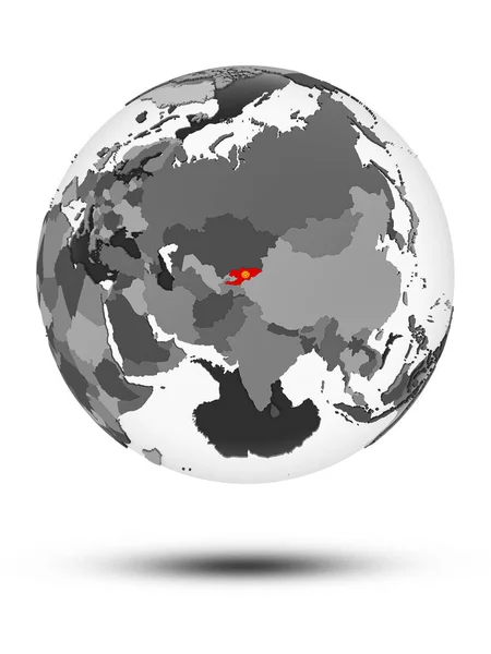 Kyrgyzstan Flag Globe Shadow Isolated White Background Illustration — Stock Photo, Image