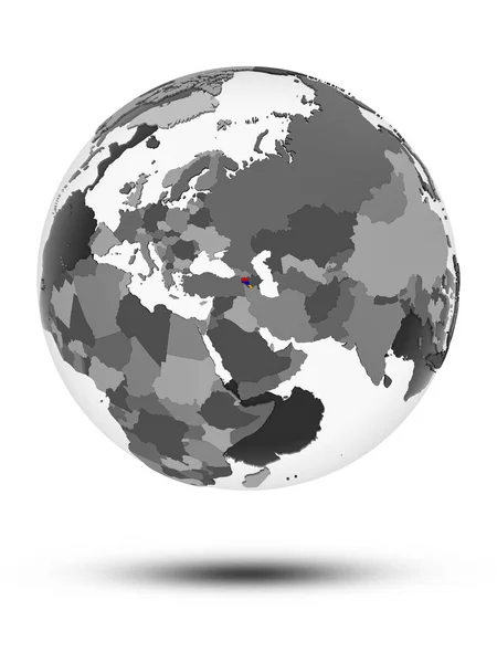 Armenia Flag Globe Shadow Isolated White Background Illustration — Stock Photo, Image