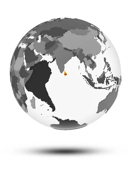Sri Lanka Avec Drapeau Sur Globe Avec Ombre Isolée Sur — Photo