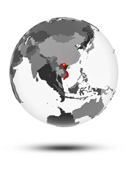 Vietnam Flag Globe Shadow Isolated White Background Illustration — Stock Photo, Image