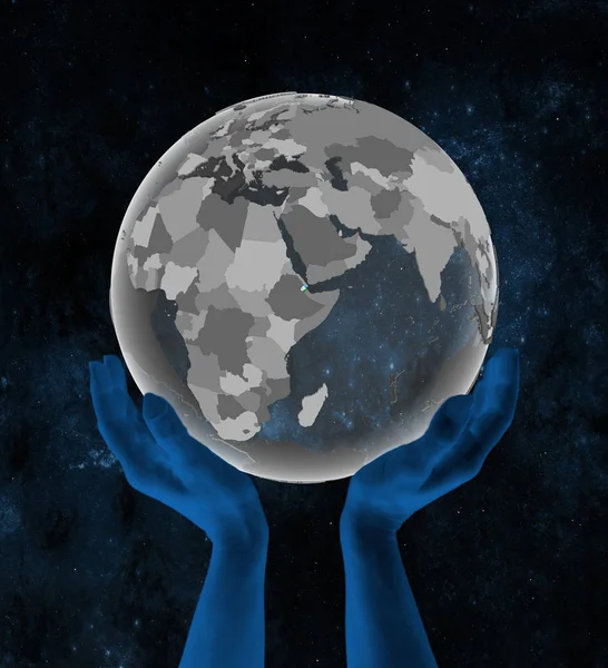 Джибути Флагом Прозрачном Глобусе Руках Космосе Иллюстрация — стоковое фото