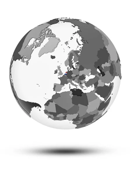 Hollandia Zászló Földgömb Árnyék Elszigetelt Fehér Background Illusztráció — Stock Fotó