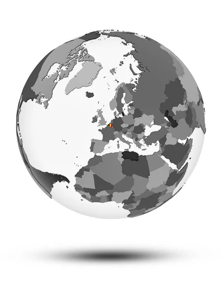 Бельгия Флагом Земном Шаре Тенью Изолированы Белом Фоне Иллюстрация — стоковое фото