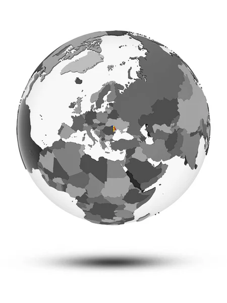 Moldova Flag Globe Shadow Isolated White Background Illustration — Stock Photo, Image
