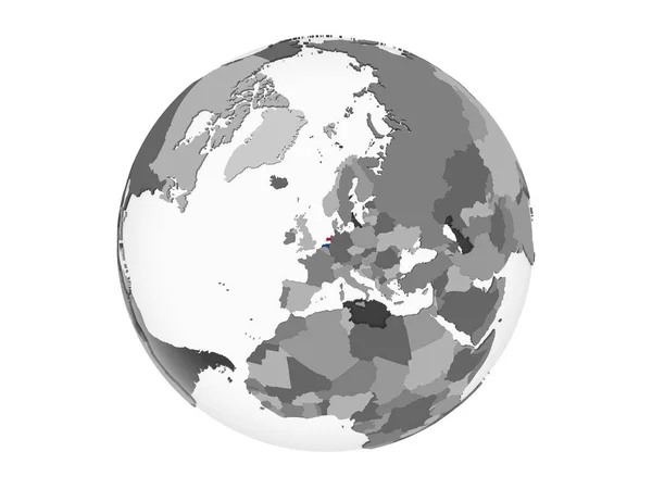 Nizozemsko Šedé Politické Globe Vloženými Vlajky Ilustrace Izolované Bílém Pozadí — Stock fotografie
