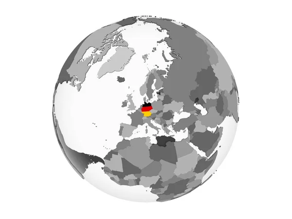 Alemanha Globo Político Cinzento Com Bandeira Embutida Ilustração Isolada Sobre — Fotografia de Stock