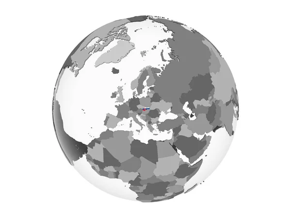 Slovacchia Globo Politico Grigio Con Bandiera Incorporata Illustrazione Isolata Sfondo — Foto Stock