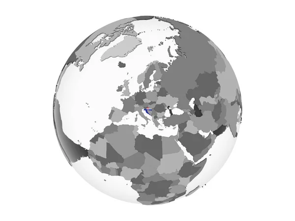 Kroatien Auf Grauem Politischem Globus Mit Eingebetteter Flagge Illustration Isoliert — Stockfoto