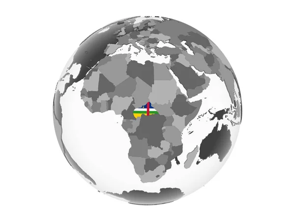 Centraal Afrika Grijze Politieke Wereldbol Met Ingesloten Vlag Illustratie Geïsoleerd — Stockfoto