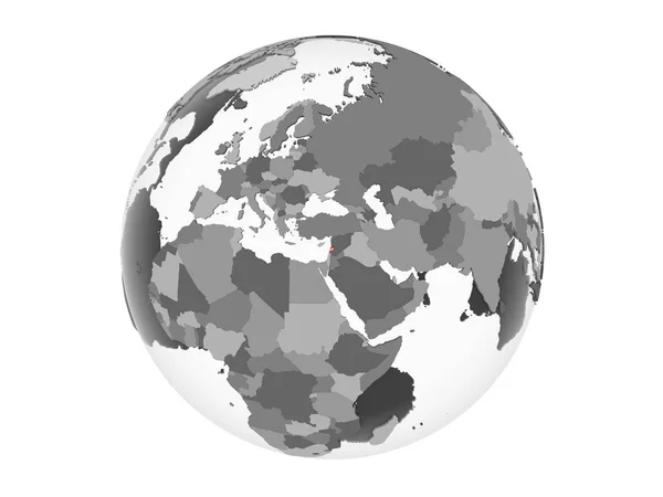 Lebanon Gray Political Globe Embedded Flag Illustration Isolated White Background — Stock Photo, Image