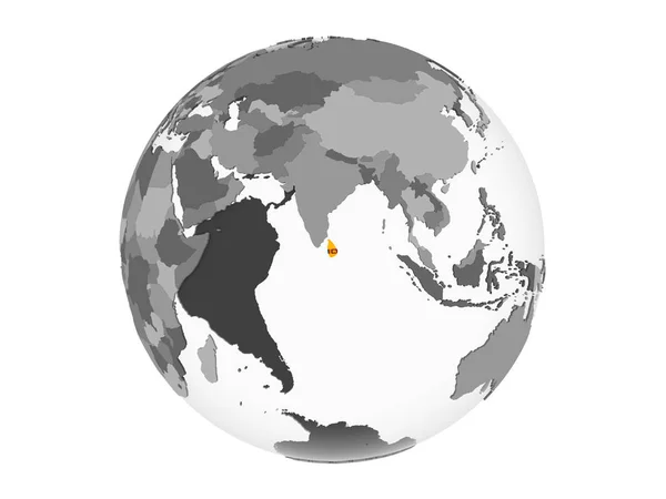 Sri Lanka Gray Political Globe Embedded Flag Illustration Isolated White — Stock Photo, Image