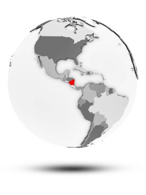 Nikaragua basit Gri Globe izole beyaz zemin üzerine gölge ile. 3D çizim.