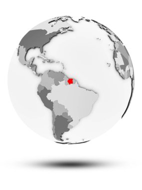 Surinam basit Gri Globe izole beyaz zemin üzerine gölge ile. 3D çizim.